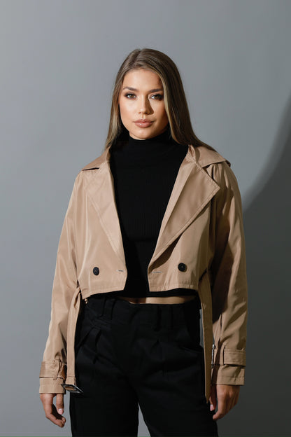 Double Breasted Trench Jacket - Beige