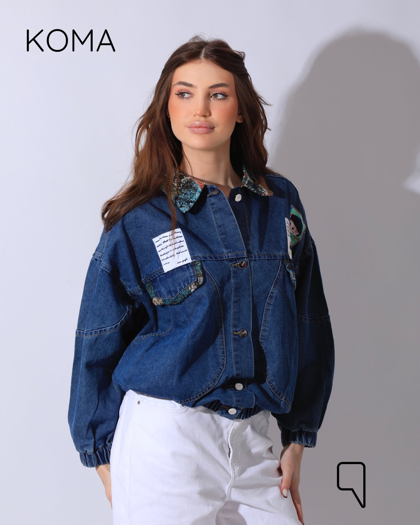 Rakhi Bow-tie Jeans Jacket - Blue