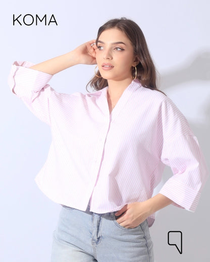 Sloane Striped Shirt With Wide Sleeves - Pink