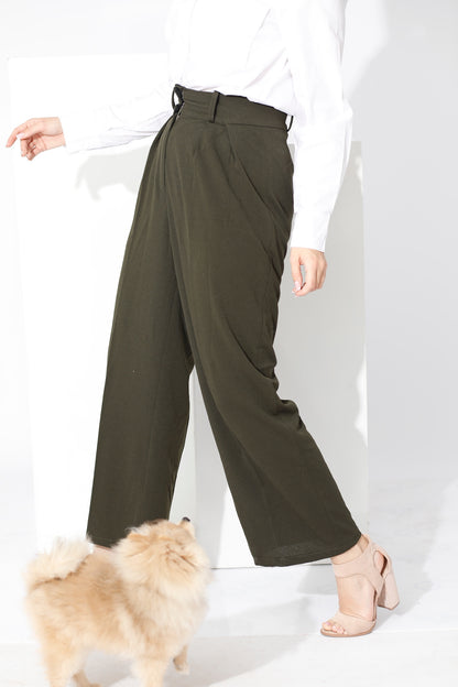 High Waist Trousers - Olive