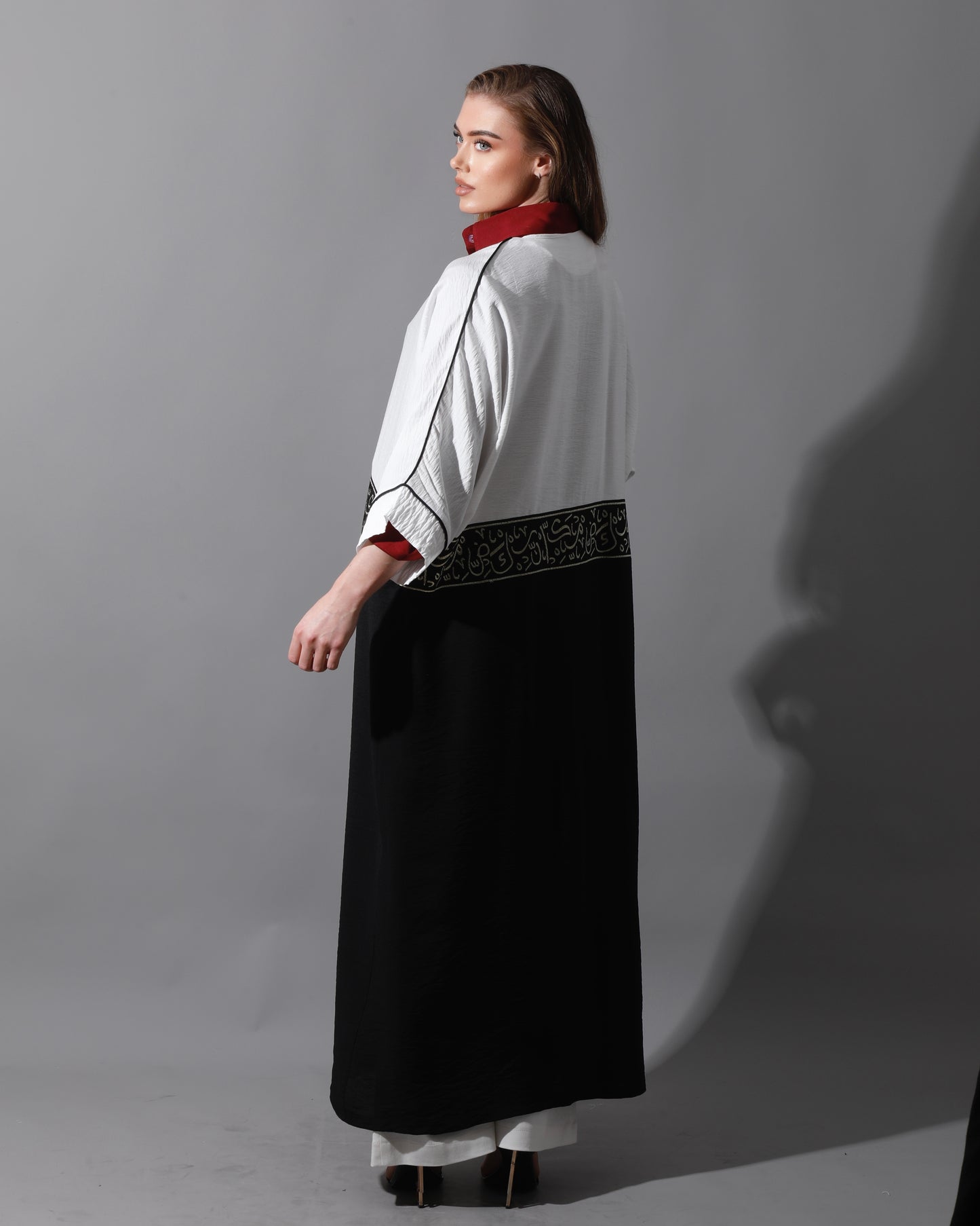 Double Colored Arabic Kaftan - Black & White