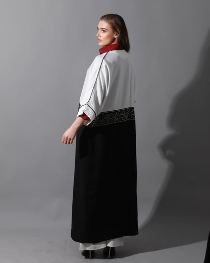 Double Colored Arabic Kaftan - Black & White
