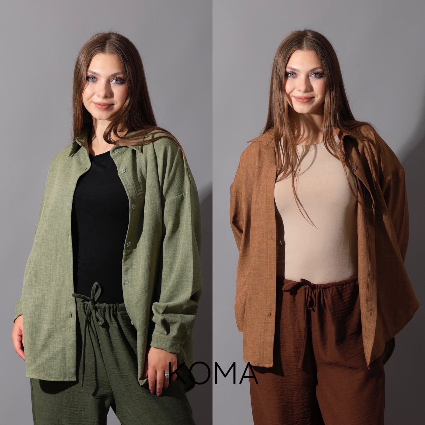 Textured Long Sleeves Shirt - Brown