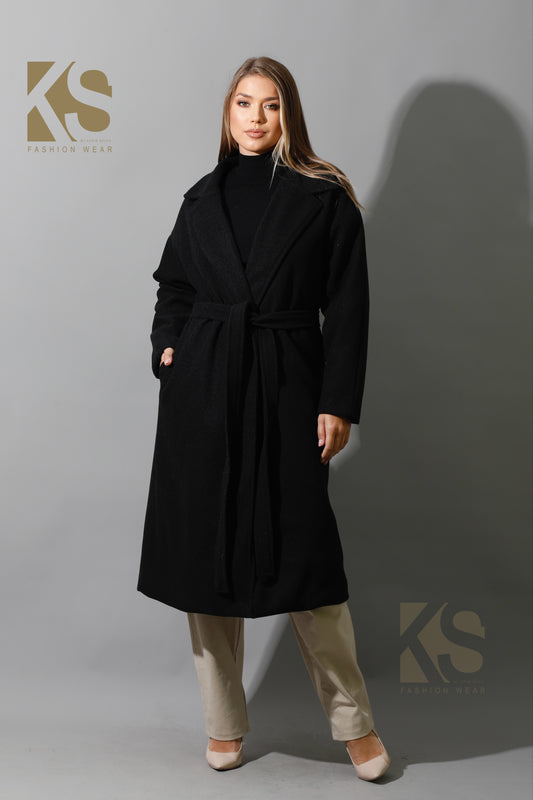 Oversized Wrapped Coat - Black