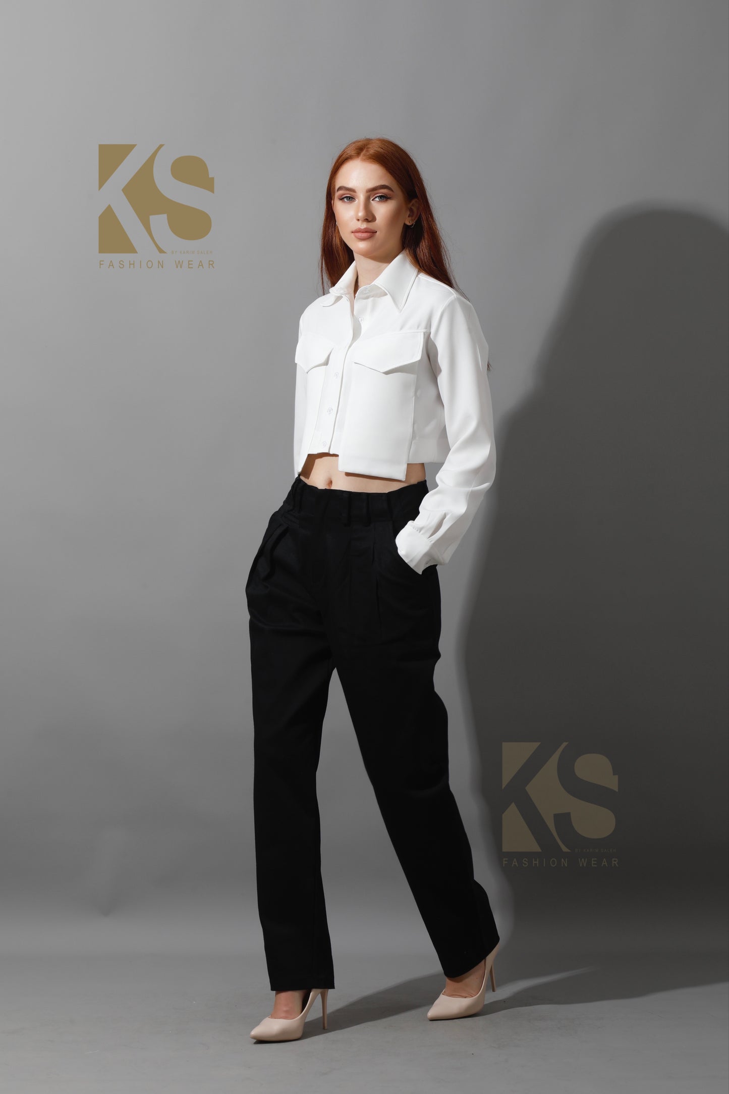 High Rise Paper-Bag Pants - Black
