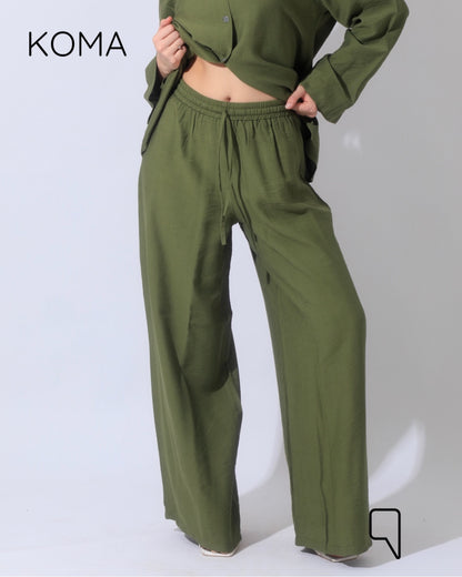 Co-Ord Wide Leg Trousers - Olive