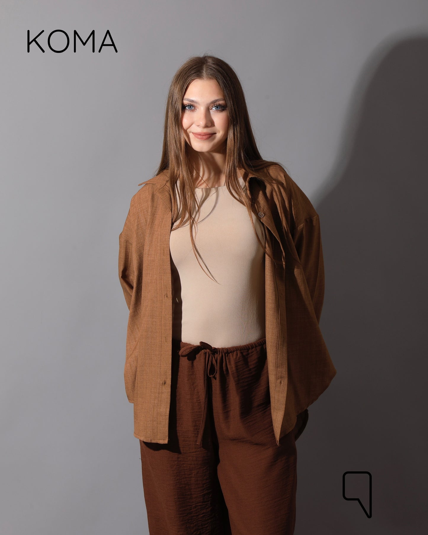 Textured Long Sleeves Shirt - Brown