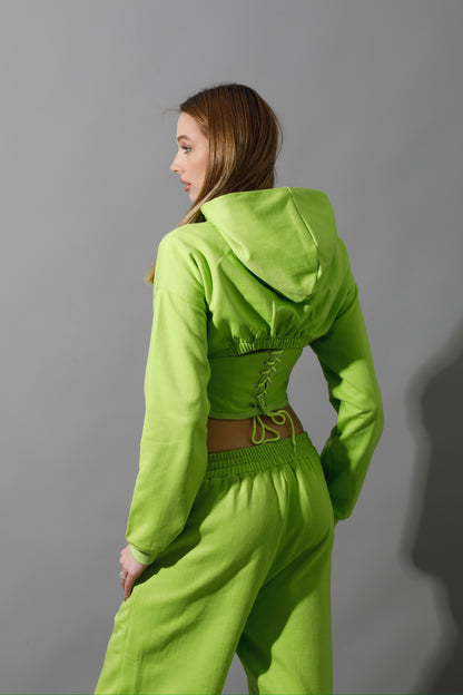 Corset Hoodie Set - Lime Green