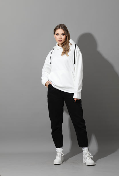 Zipped Oversized Hoodie - White