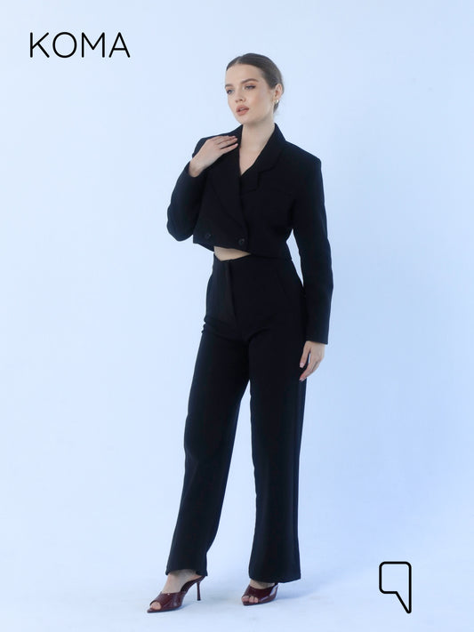 Uma Cropped Blazer - Black