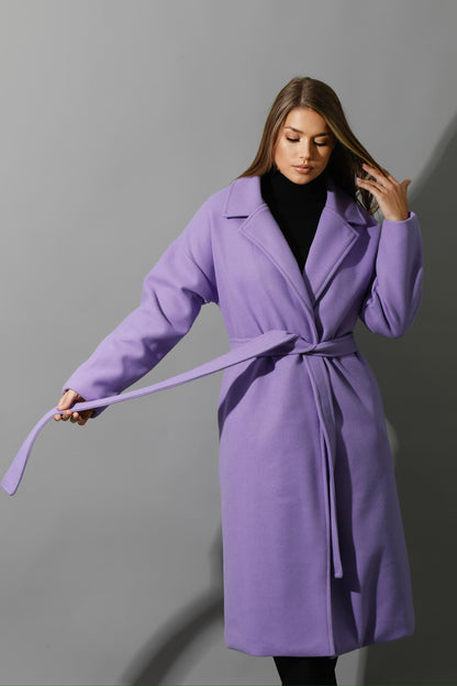 Oversized Wrapped Coat - Lavender