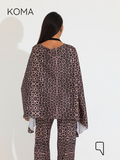 Celeste Satin Butterfly Blouse - Multicolored Tiger
