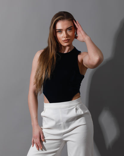 Velvet Body Suit - Navy