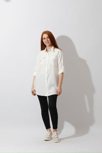Shirt ‏with Two Pockets - White