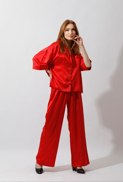 Co-ord Satin Set - Red