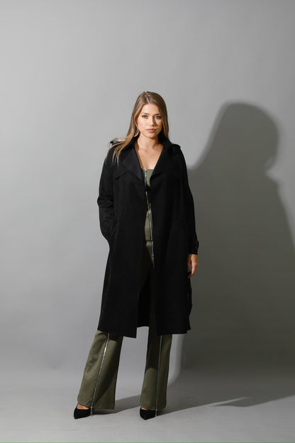 Wrap Trench Cardigan - Black