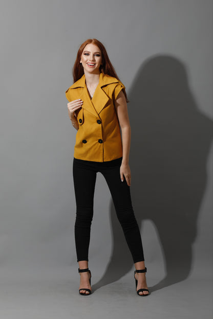 Double Breasted Vest - Mustard