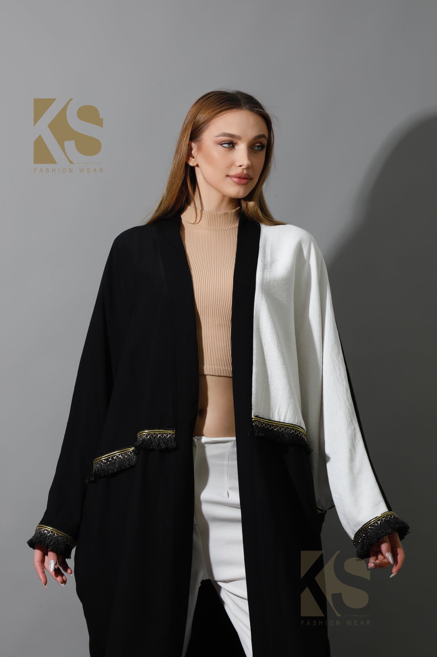 Lose Double Color Kaftan - Black X White