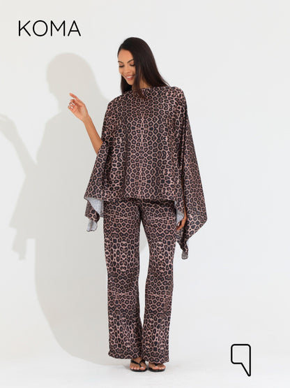 Celeste Satin Butterfly Blouse - Multicolored Tiger