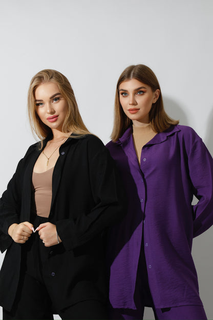 Co-Ord Long Sleeves Shirt - Black