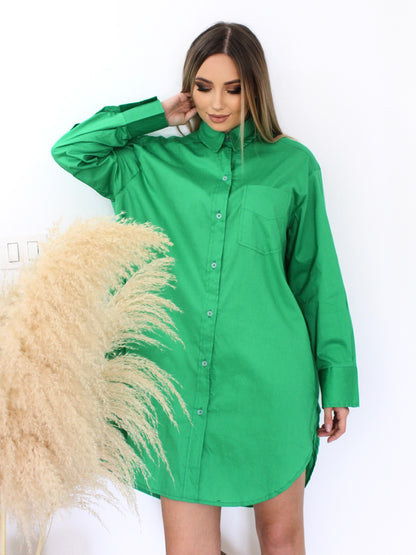Oversized Shirt Dress - Green