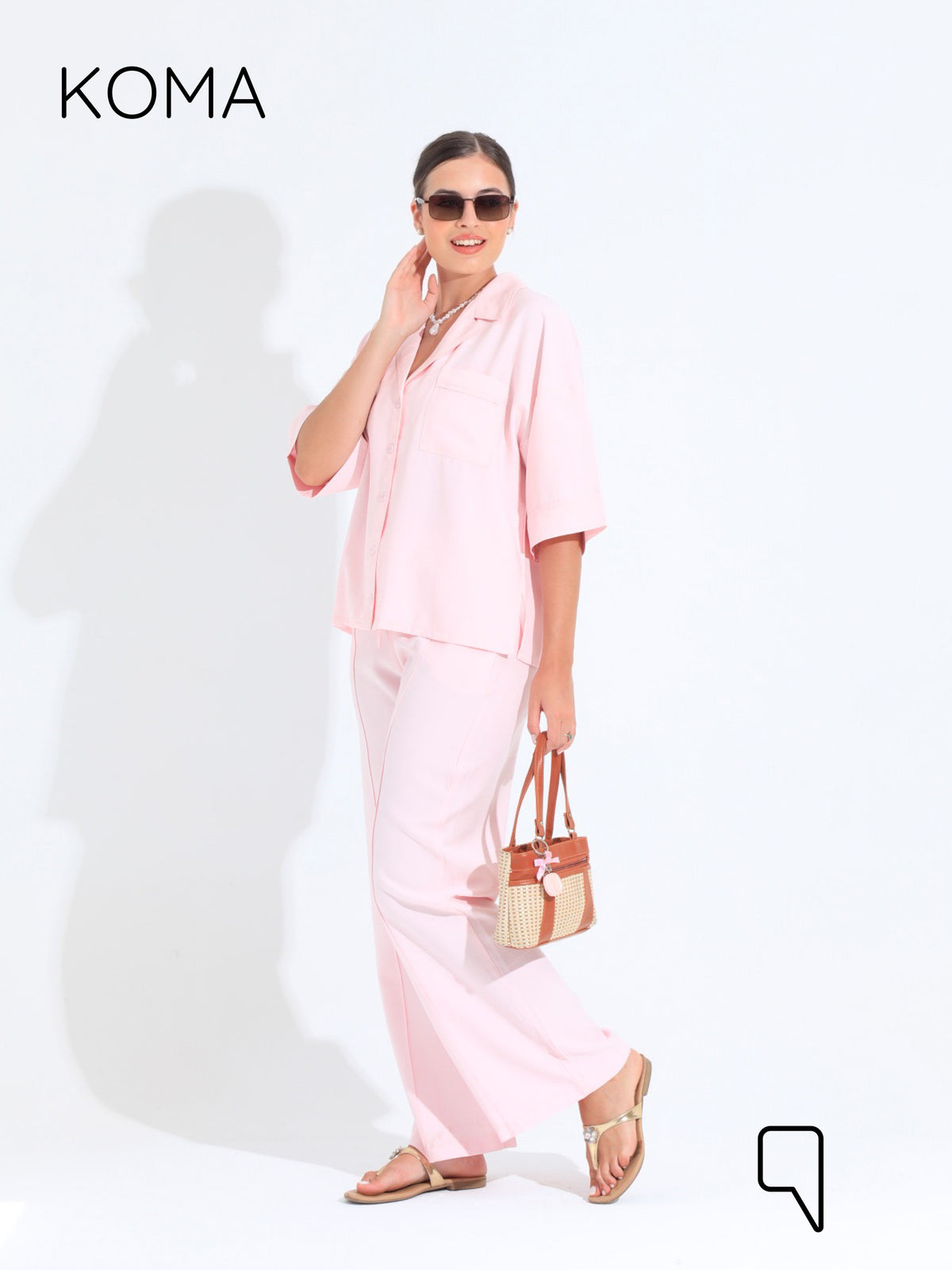 Maeve ShortSleeve Shirt & Blend Trousers Set - Pink