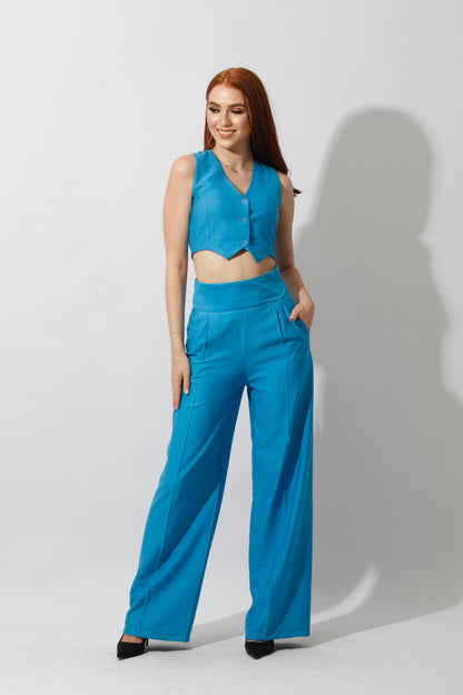 Co-Ord Vest Set - Aqua Blue