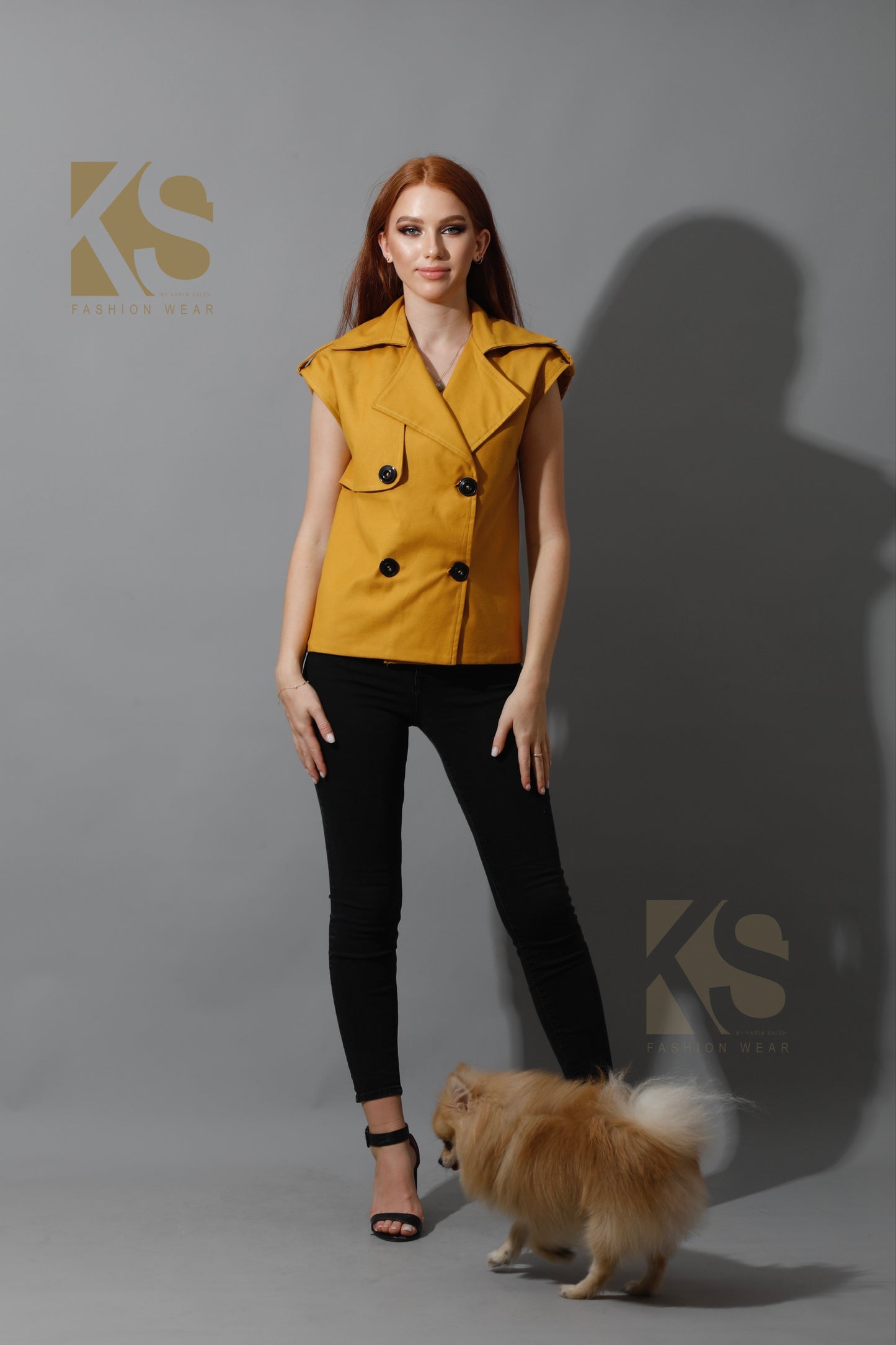 Double Breasted Vest - Mustard