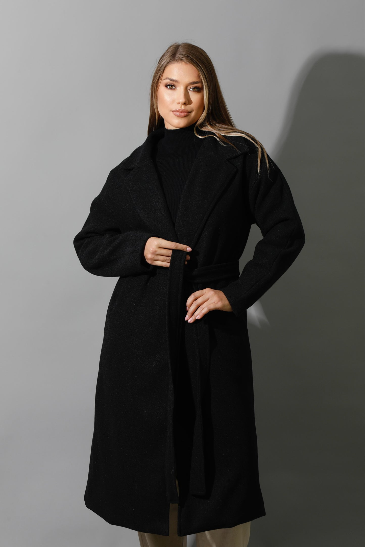 Oversized Wrapped Coat - Black