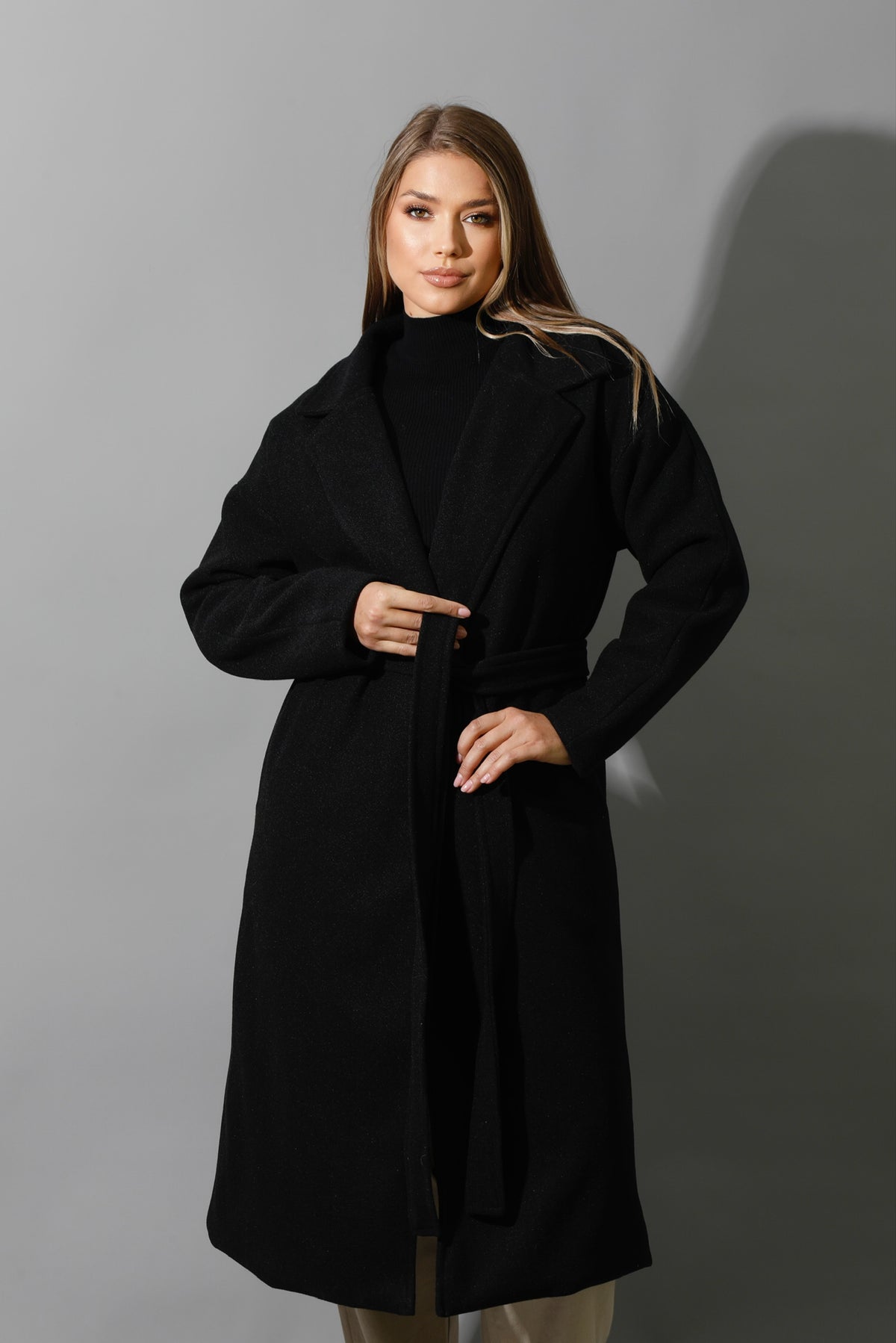 Oversized Wrapped Coat - Black