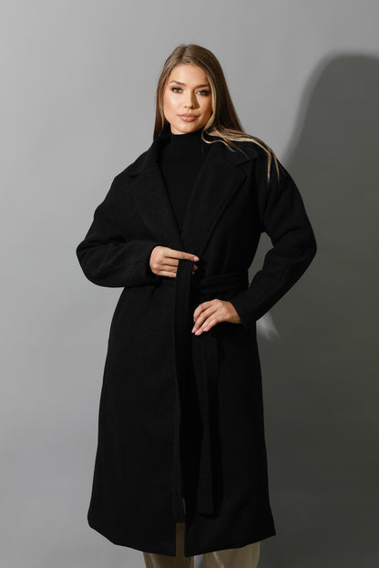 Oversized Wrapped Coat - Black