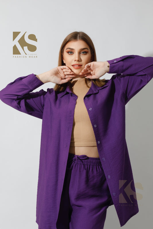 Co-Ord Long Sleeves Shirt - Purple