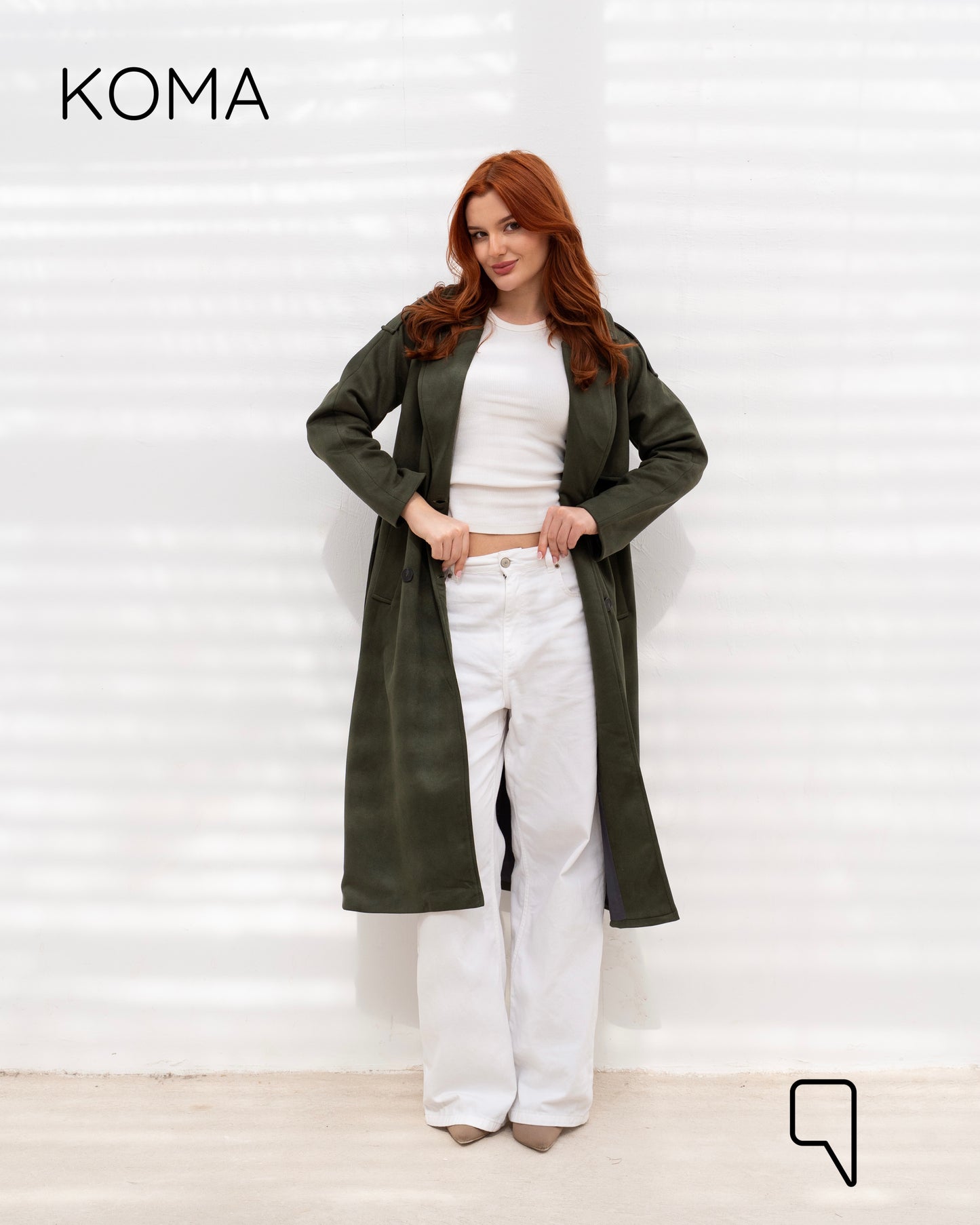 Lydia Double Breasted Trench Coat - Olive