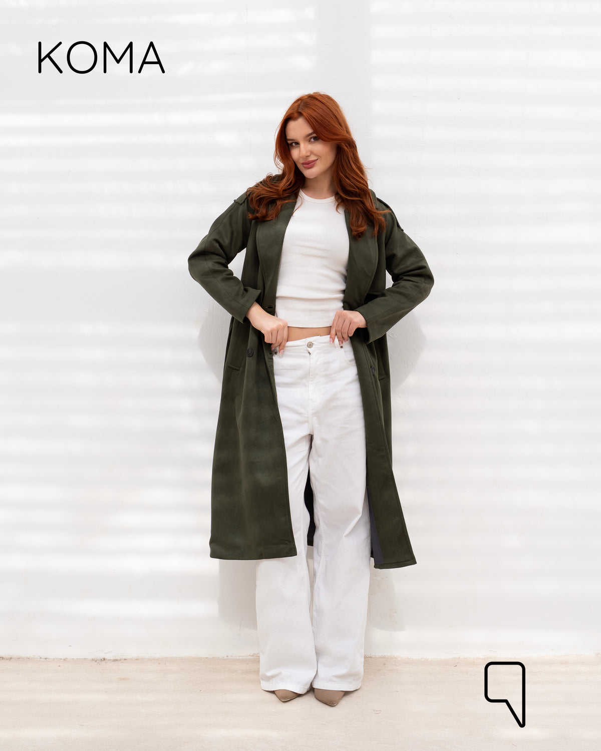 Lydia Double Breasted Trench Coat - Olive
