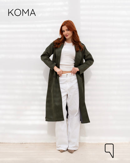 Lydia Double Breasted Trench Coat - Olive