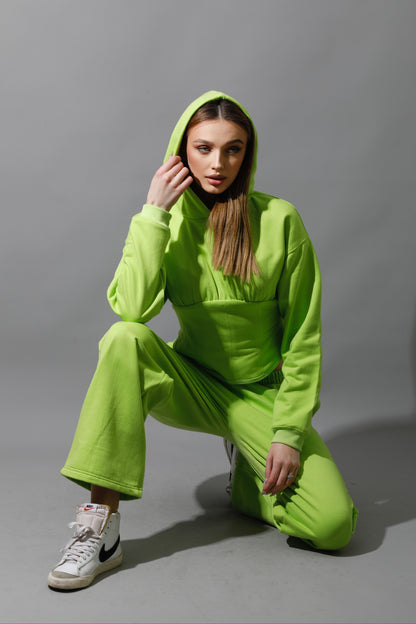 Corset Hoodie Set - Lime Green