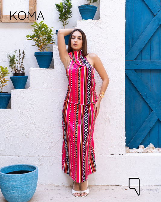 Violet Satin Midi Skirt - Multicolored