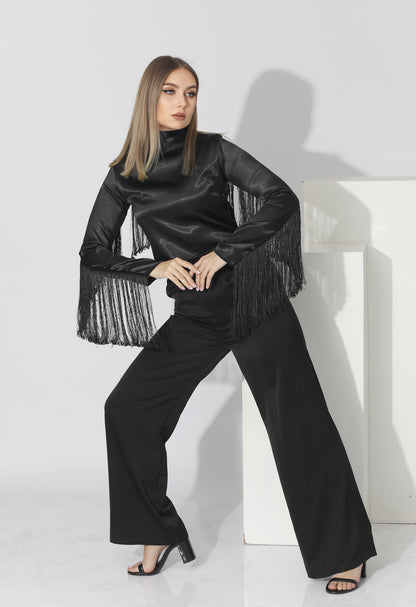 Fringed Blouse - Black