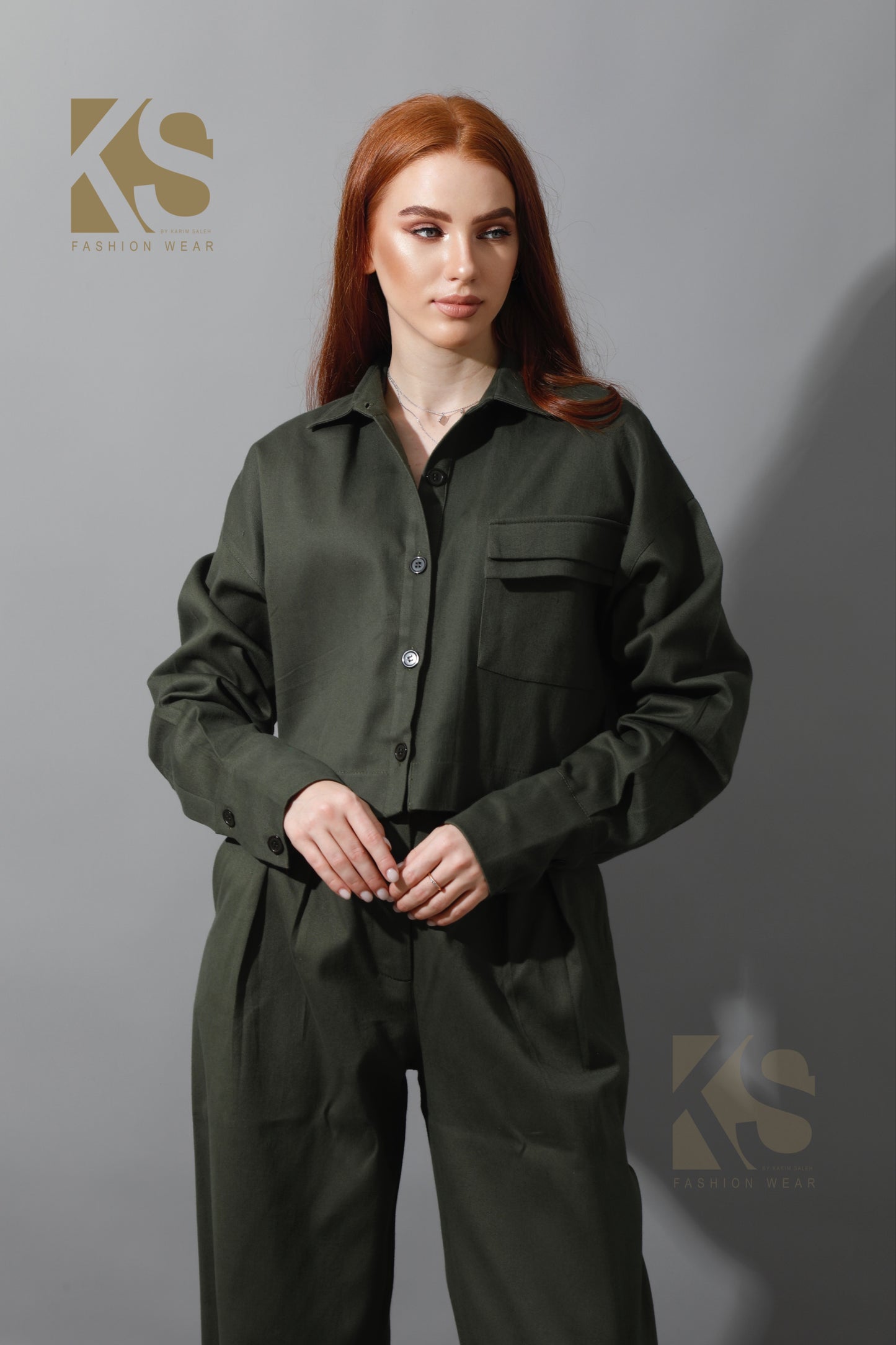 Cropped Lose Shirt - Olive