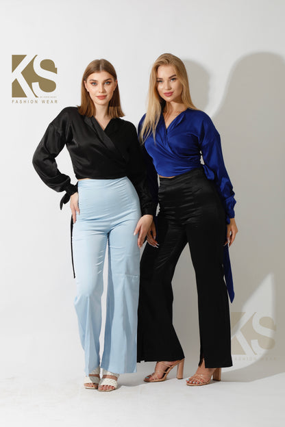Front Slit Trousers - Black