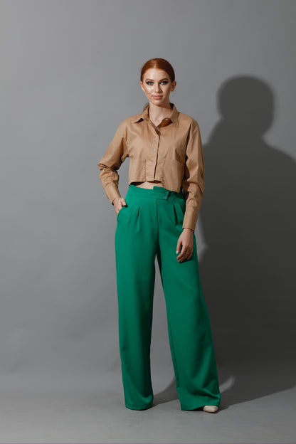 Cropped Shirt - Beige