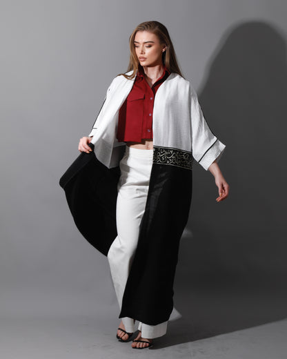 Double Colored Arabic Kaftan - Black & White