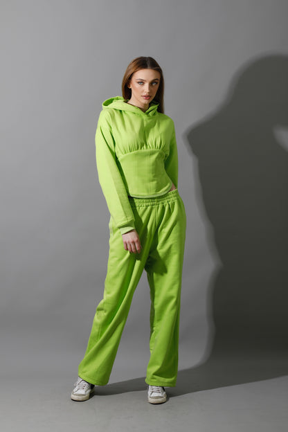Corset Hoodie Set - Lime Green
