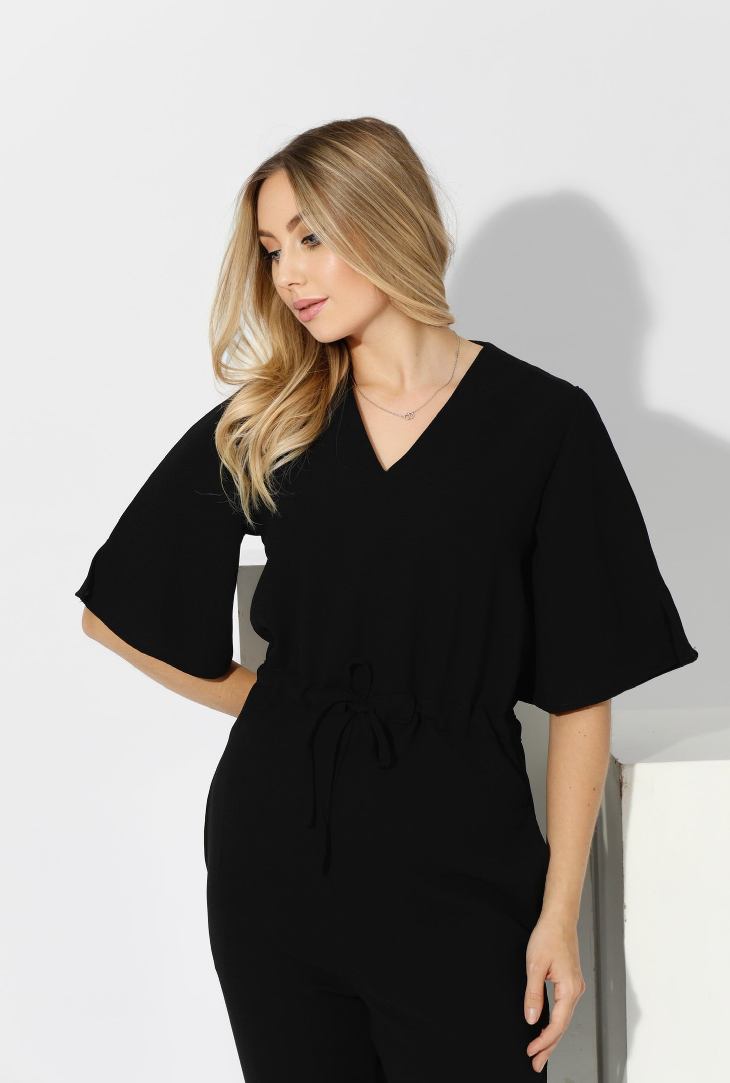 Half sleeves Jumpsuit - Black