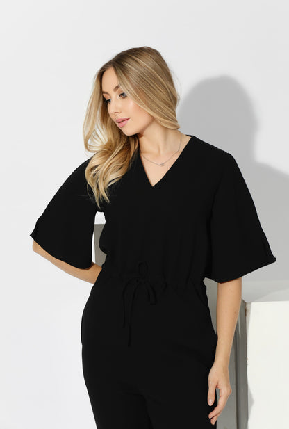 Half sleeves Jumpsuit - Black