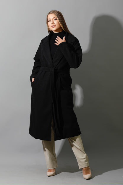 Oversized Wrapped Coat - Black