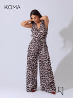 Dahlia Flared Floral Jumpsuit - Multicolored Tiger