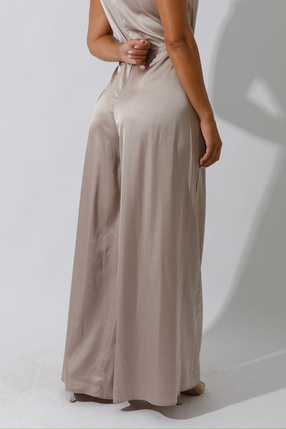 Flared Jumpsuit - Beige