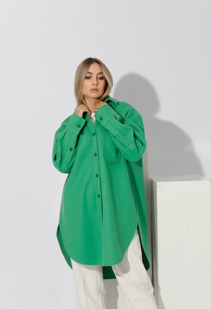 Woolen Oversized Shirt - Green