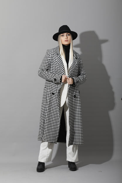 Tweed double breasted Coat - Black&White